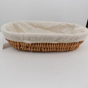 Ashland Brown Oval Woven Bread Basket Italian Kitchen Cloth Lined Rattan New
